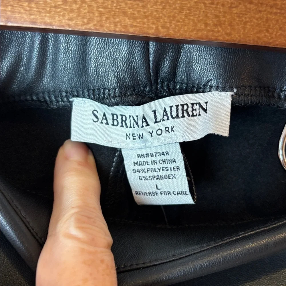 Sabrina Lauren Faux Leather Faux Wrap Mini Skirt Black Sz L NWT